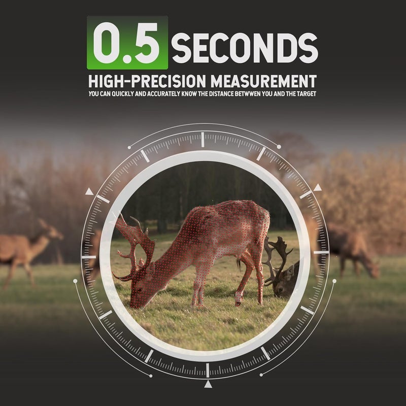 GREEN SHOT Range Finder for Hunting, 1200Y Golf Hunting Rangefinder, 6X Magnification Laser Rangefinder, Waterproof Range Finder for Hunter with Slope Mode, Free Battery, Carrying Case - Image 2